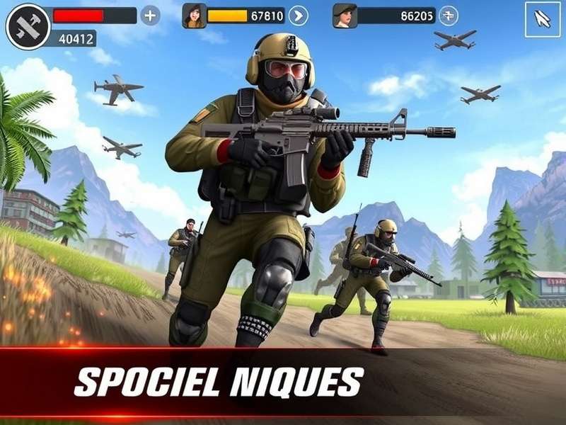 Special Forces Group 2 Apk Mod — Elite soldiers in tactical gear with modded HUD overlay showing aimbot, unlimited money, and headshot tracker
